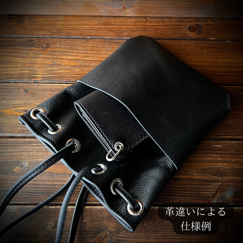 オーストリッチ革巾着バッグ 本革巾着バック/オーストリッチ型押しMサイズ】 巾着バッグ yc_