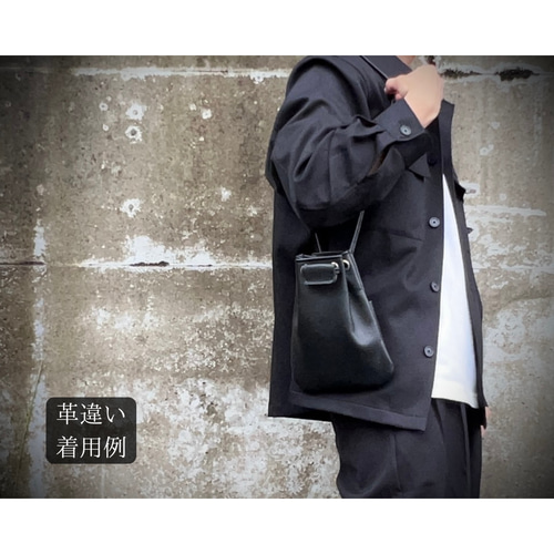 本革巾着バック/クロコ型押しMサイズ】 巾着バッグ yc_ leather