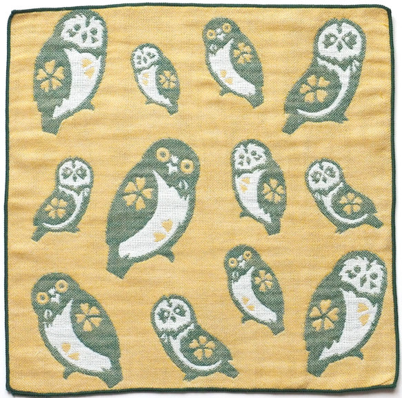 ToriTori大阪泉州製３重ガーゼハンカチ　フクロウ3種　サイズ２５ｃｍ角　綿100％　大阪泉州製 2枚目の画像