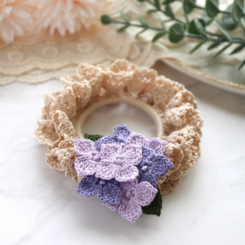 レース編み・紫陽花のシュシュ シュシュ Puu crochet 通販