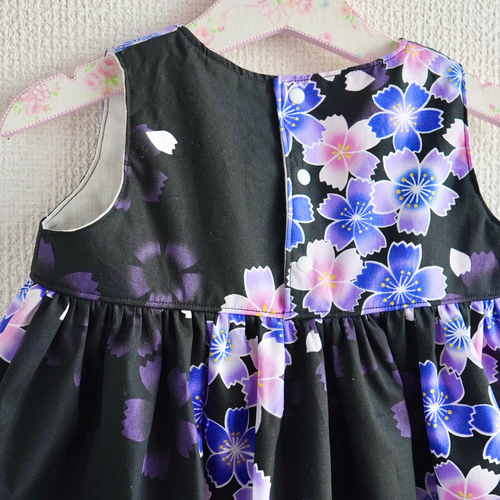 夏祭りに！着物リメイク　浴衣ワンピース　ロングワンピース「夜桜」 着物リメイク 浴衣ワンピース ロングワンピース「夜桜」