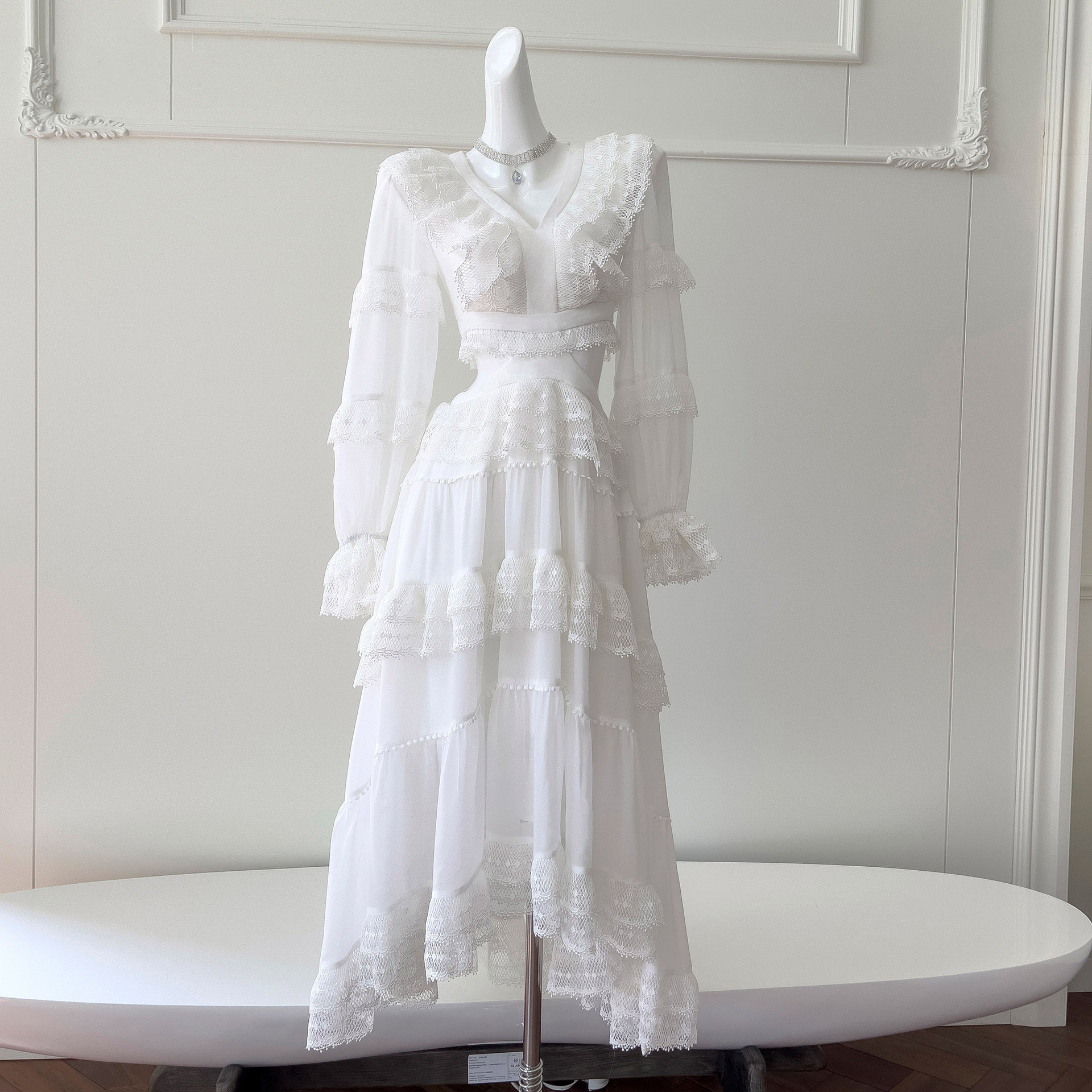 ドレス パーティー ウェディング ワンピース ロング プリンセス 白 長袖 上品 優雅 韓国風 結婚式 お呼ばれ 14,024円