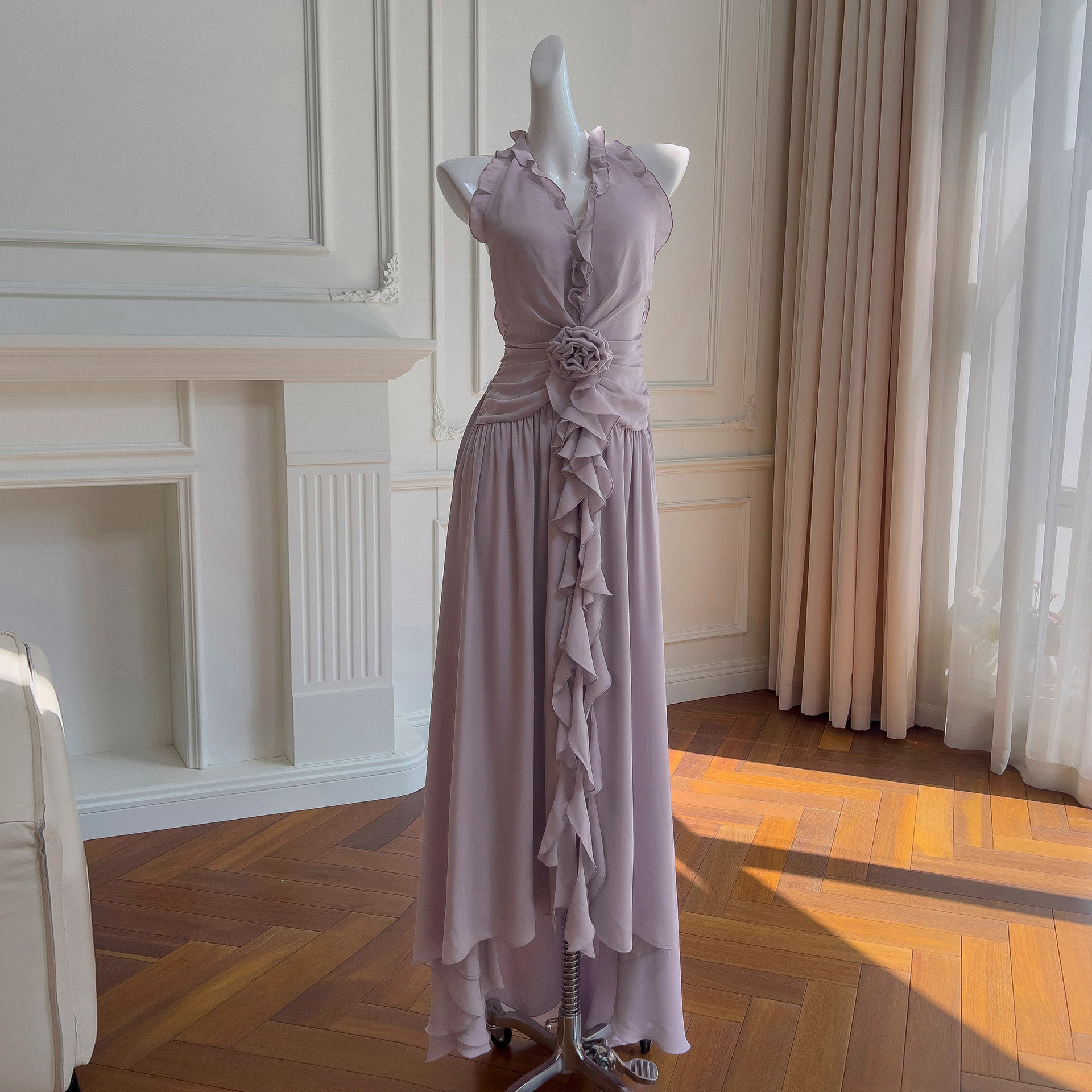 ドレス パーティー ウェディング ワンピース ロング プリンセス 紫 上品 高級感 優雅 韓国風 結婚式 お呼ばれ 10,826円