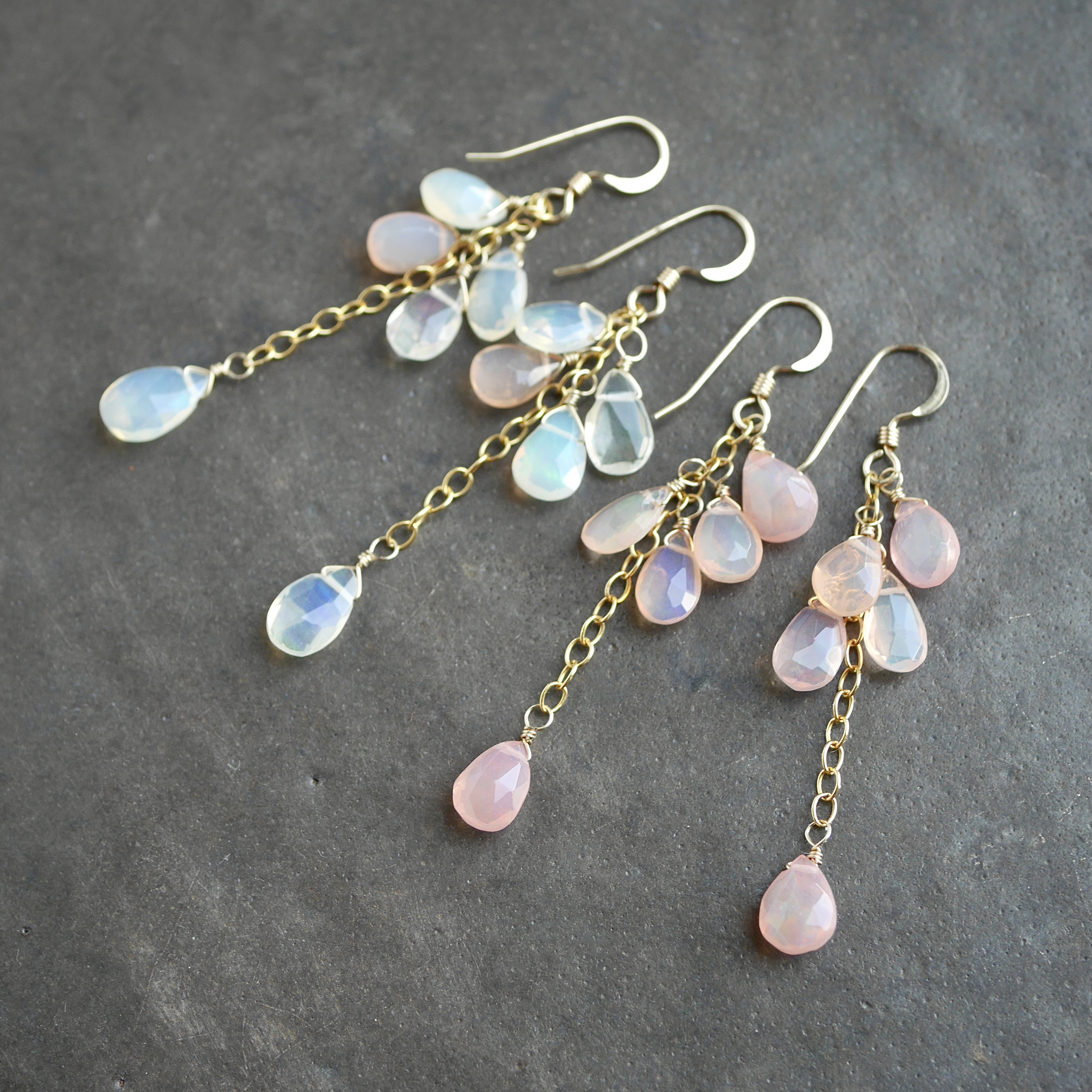 ピンクヴェール◇オパールのマーメイドピアス◇K14GF