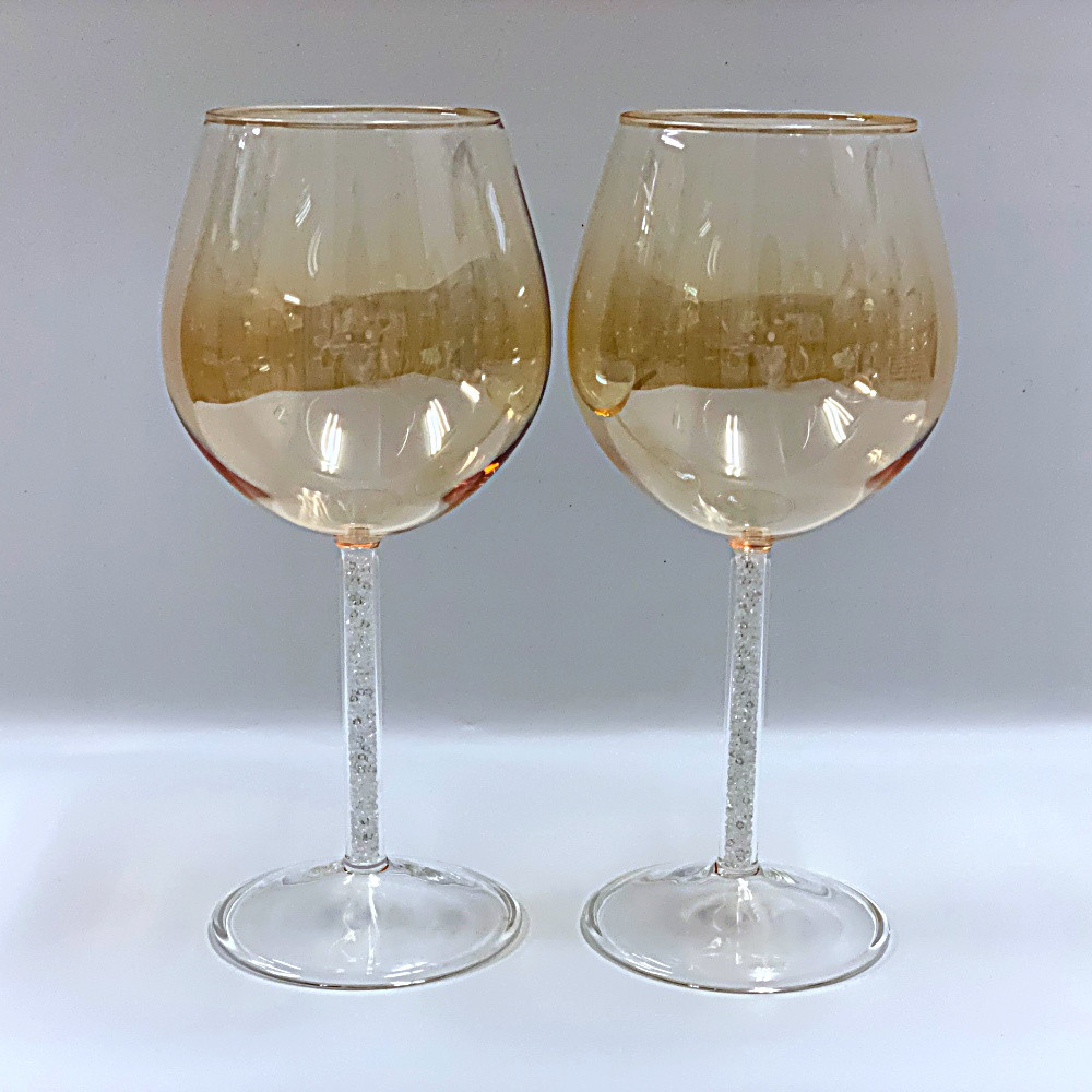 耐熱ガラスのビーズ入りワイングラス 1（ペアセット）