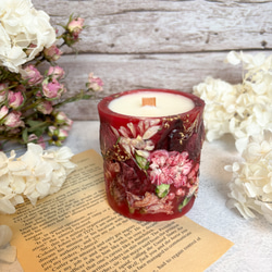コスモスのボタニカルアロマキャンドル（ローズクォーツ付き、レモン