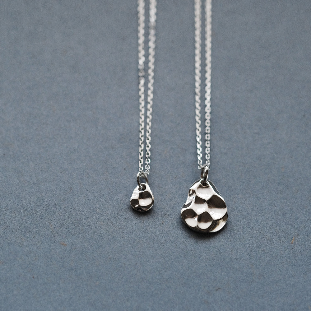 2コset) クレーター テクスチャー ペア ネックレス シルバー925
