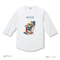 「NEW ME 散髪中のネコ」安心のクオリティ／リラックス七分袖Tシャツ【送料無料】 6枚目の画像