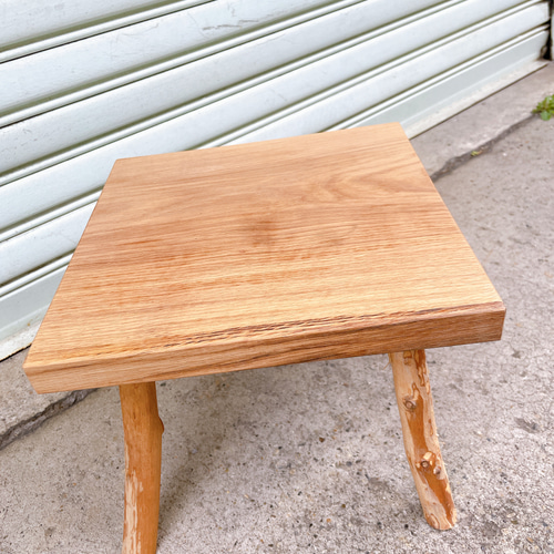 天然オーク スツール、ベンチ、台、花台 椅子（チェアー）・スツール