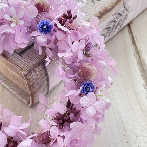 ラベンダー色のアジサイミニリース 紫 薄紫 アジサイ 紫陽花 ハイド