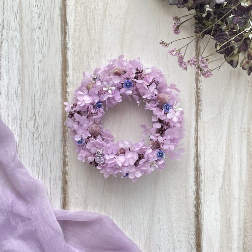 ラベンダー色のアジサイミニリース 紫 薄紫 アジサイ 紫陽花 ハイド