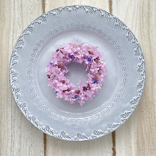 ラベンダー色のアジサイミニリース 紫 薄紫 アジサイ 紫陽花 ハイド