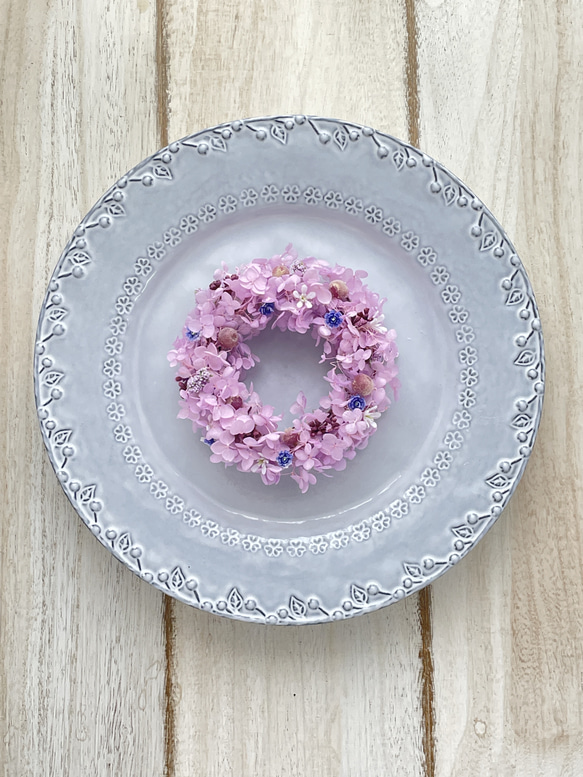 ラベンダー色のアジサイミニリース 紫 薄紫 アジサイ 紫陽花 ハイド