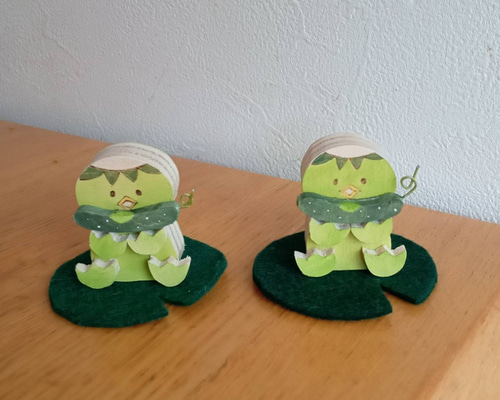 カッパの置物2点 ちょこんとかっぱくん 夏 飾り 置物 梅雨 きゅうり カッパ 河童