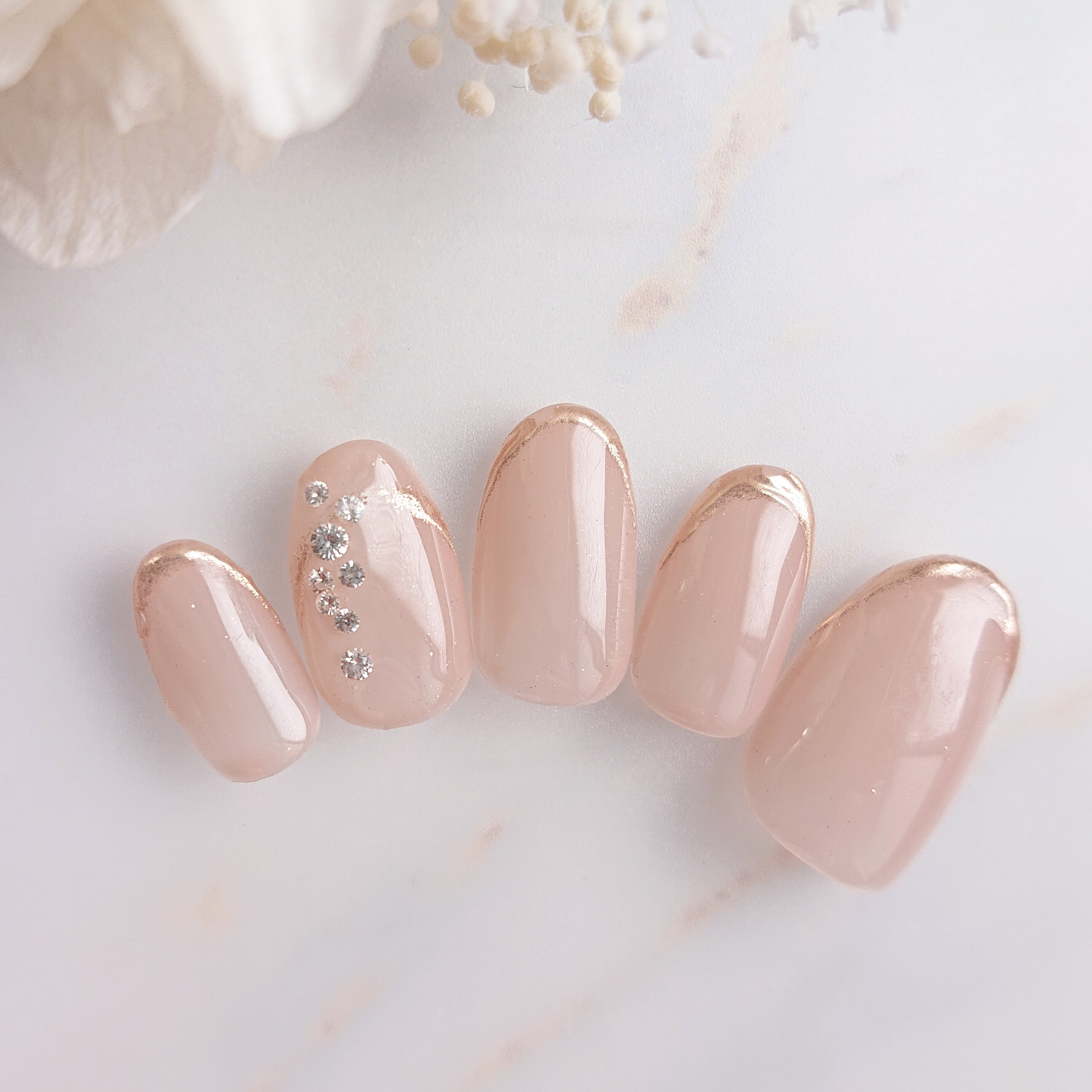 【ダイヤモンドが選べる】【サイズ/カラー選べる】上品ラグジュアリーネイル　ネイルチップ　前撮り　D124