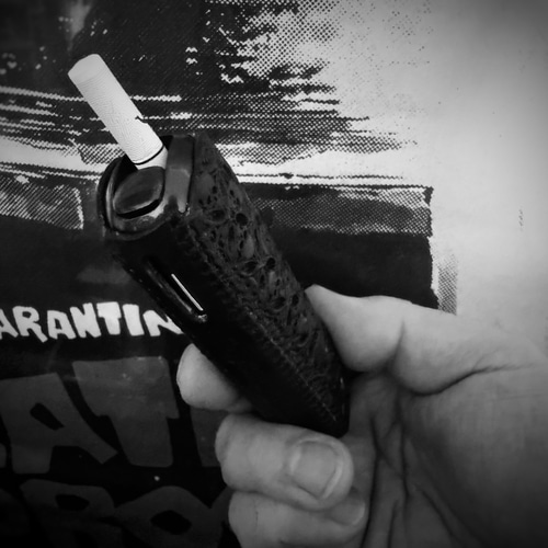 にこ　プルームオーラ 本革製カバー&ステックケースセット〝髑髏 混〟漆黒 PloomAURA】プルームオーラ 本革製カバー（画像はタン