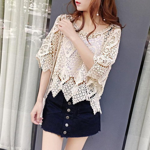 大きいサイズ レディース レース トップス 重ね着 編み 春夏 秋 新品