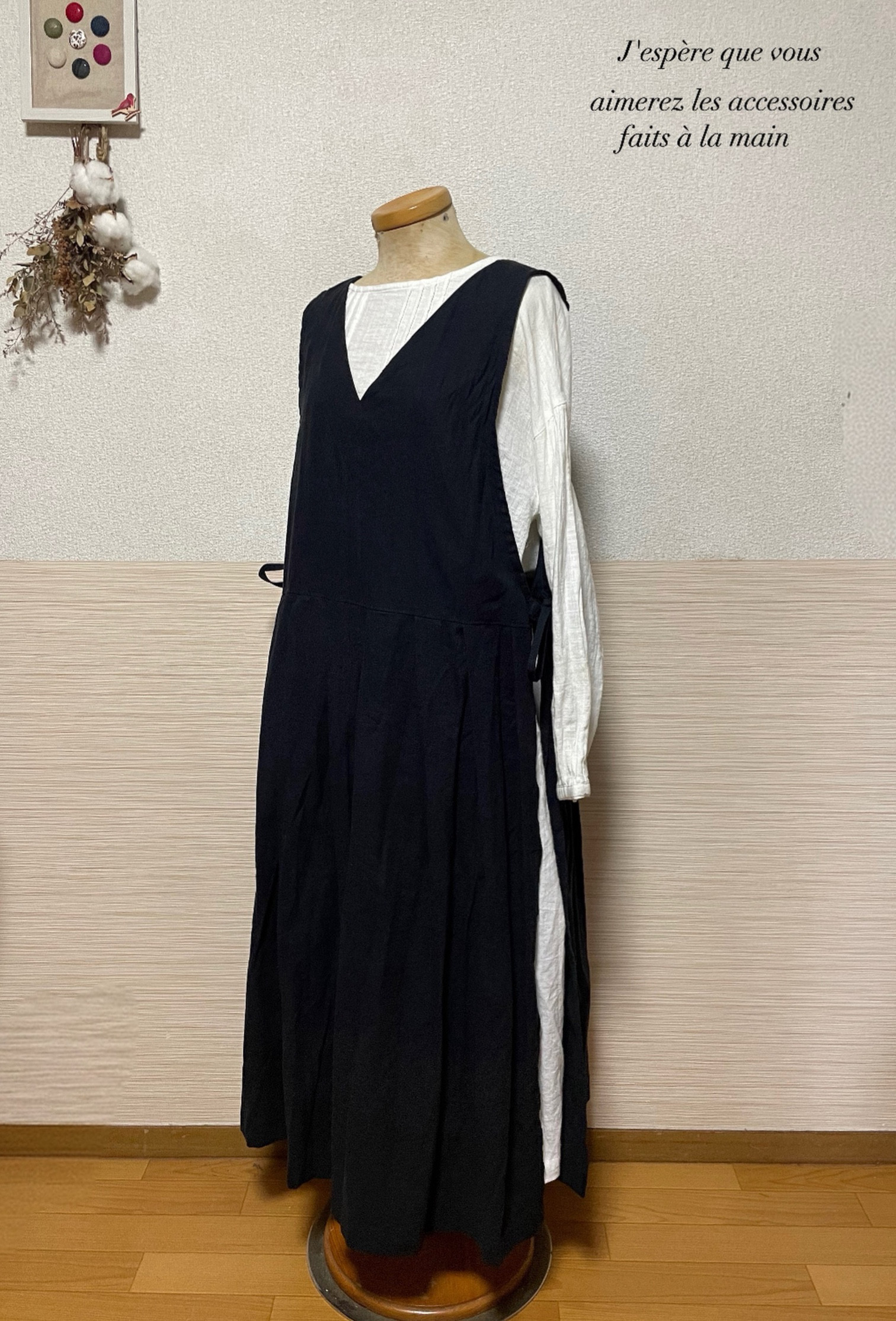 ワンピース　ブラック　リネン