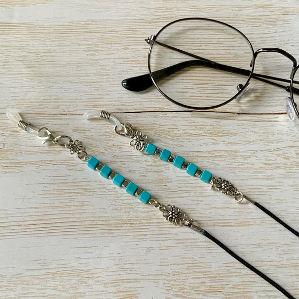 石のきらめきとともに — 2wayメガネ＆マスクチェーン ターコイズブルー