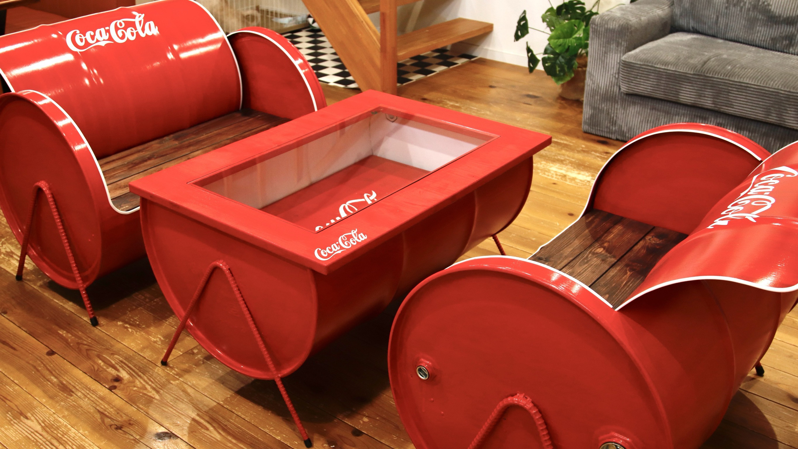 ドラム缶リメイクテーブル 開閉式 机・デスク SEA FLOWER 通販