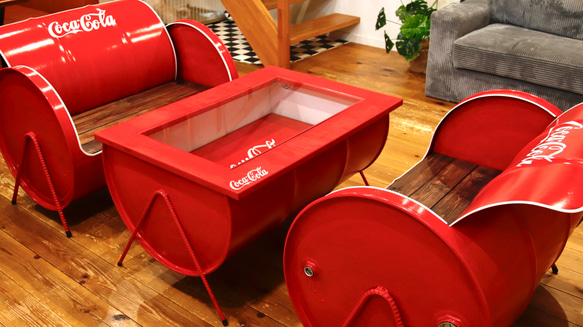 ドラム缶リメイクテーブル 開閉式 机・デスク SEA FLOWER 通販