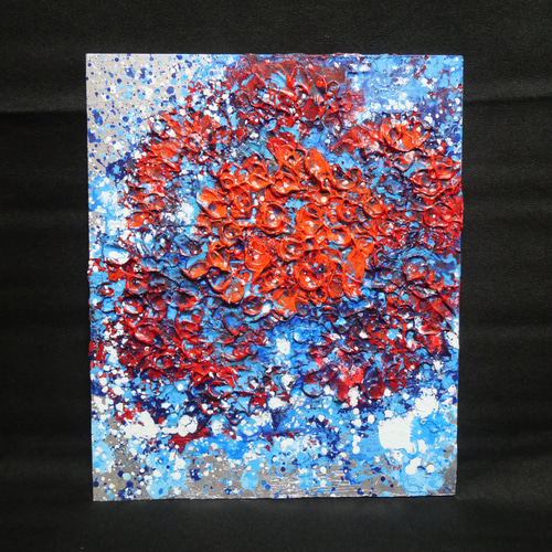 油絵 油彩 油彩画 絵 絵画【梅雨の赤い紫陽花の雨】 絵画 HR