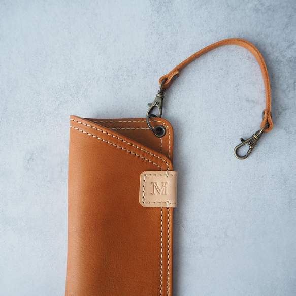 プレゼントにもオススメ♪《本革》イニシャル付き・ソフトなメガネケース3色◆ストラップ付きに変更可 12枚目の画像