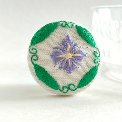 【専用】ハンドメイド　刺繍ブローチ　ヘアゴム あやめ花菖蒲の蔦結び刺繍ブローチor刺繍ヘアゴム ブローチ かなちゃん