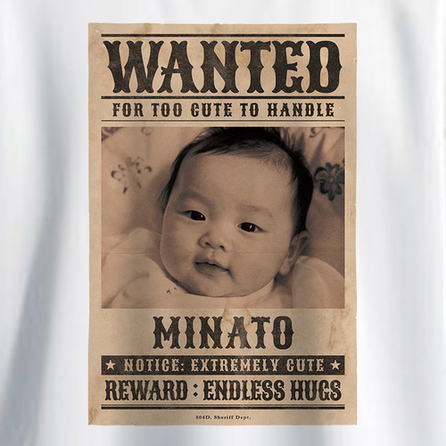 うちの子 WANTEDポスターTシャツ｜名前入り・写真1枚・カスタム
