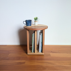 【round side table】　ソファテーブル/ナイトテーブル/サイドテーブル/ラウンド/円形/マガジンラック 2枚目の画像
