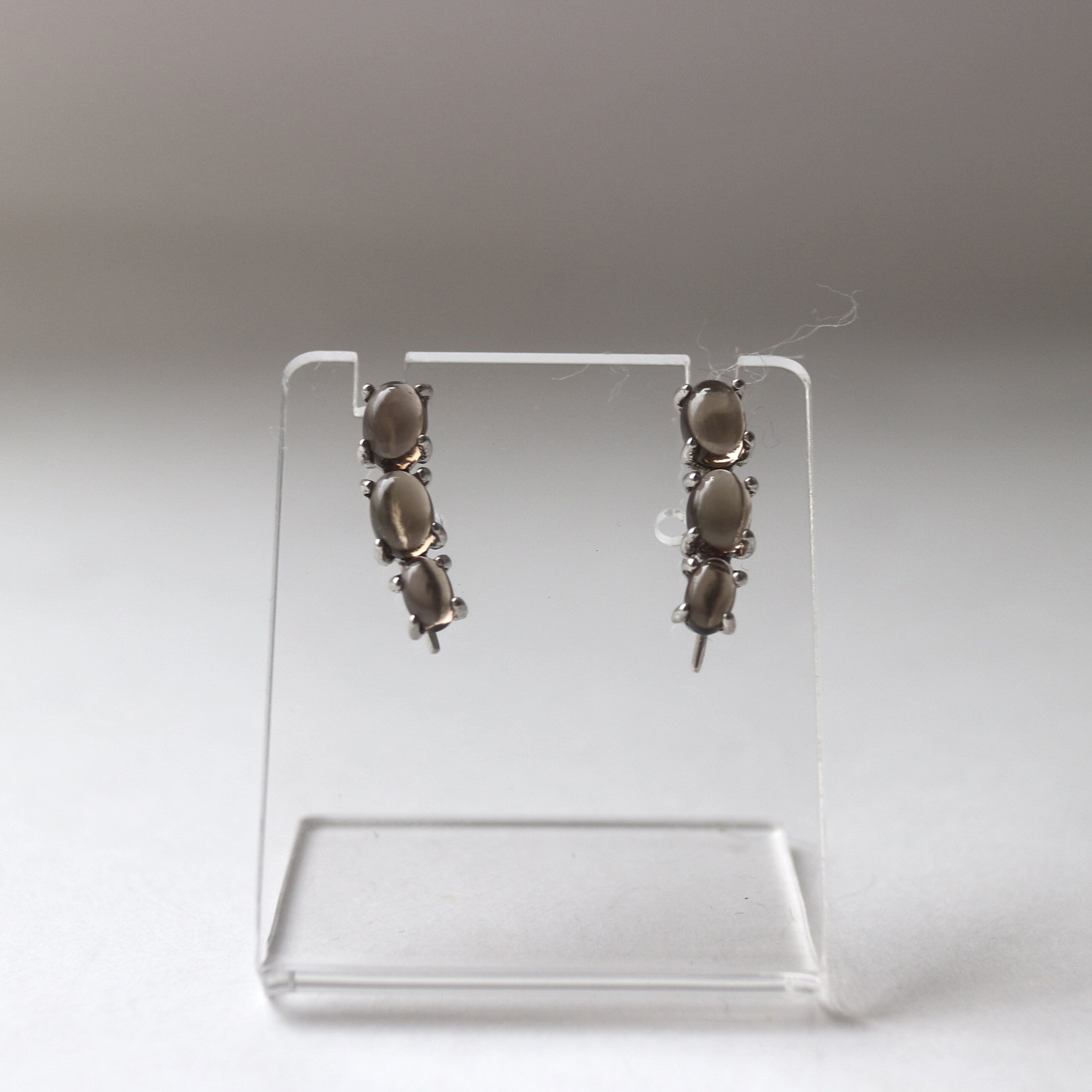 sv925　スモーキークォーツイヤーカフ　ピアス・イヤリング兼用　シルバー925　金属アレルギー対応