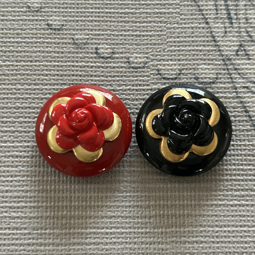 Japanese Vintage ボタン 23mm button フラワー カメリア ドーム型