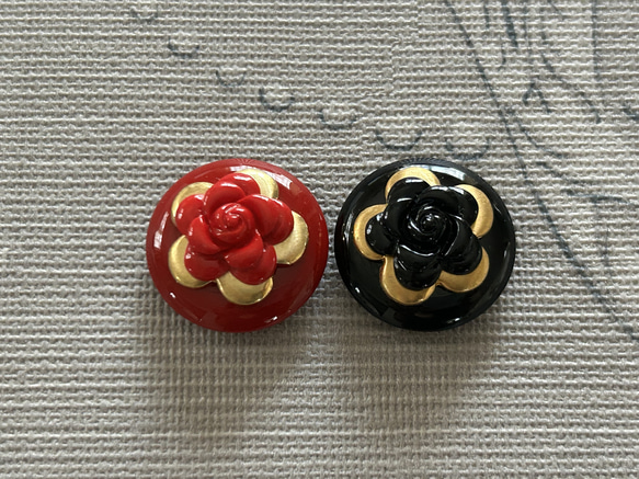 Japanese Vintage ボタン 23mm button フラワー カメリア ドーム型