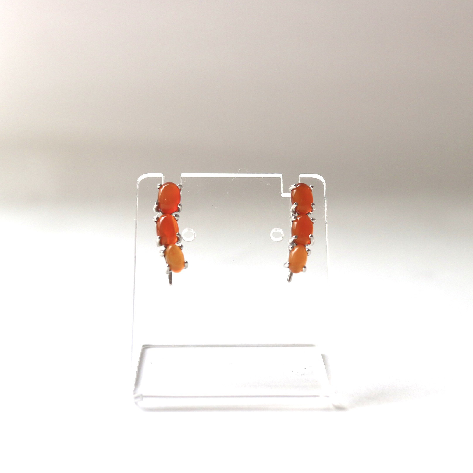 sv925　カーネリアンイヤーカフ　ピアス・イヤリング兼用　シルバー925　金属アレルギー対応