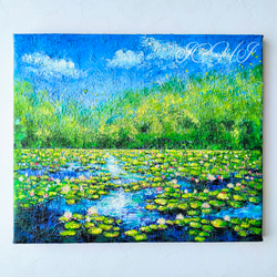 hydrangea】F10 絵画 油絵 キャンバス 青 ブルー 花 フラワー 花の絵