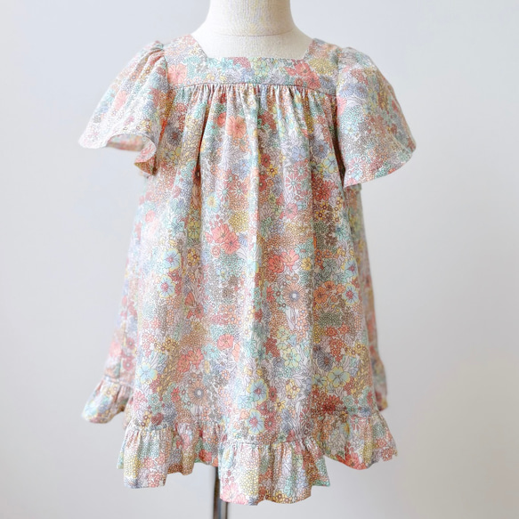 ソルベワンピース　リバティワンピース　リバティ子供服　リバティキッズワンピース　リバティキッズ服　リバティこども服 1枚目の画像