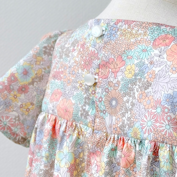 ソルベワンピース　リバティワンピース　リバティ子供服　リバティキッズワンピース　リバティキッズ服　リバティこども服 4枚目の画像