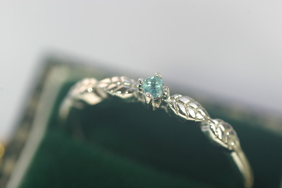 パライバトルマリンのフリーサイズリング NeonBlue ブラジル産 天然パライバトルマリン ボタニカルリング