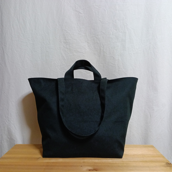 ハンドメイド【2wayトートバッグ】11号帆布／ブラック／黒