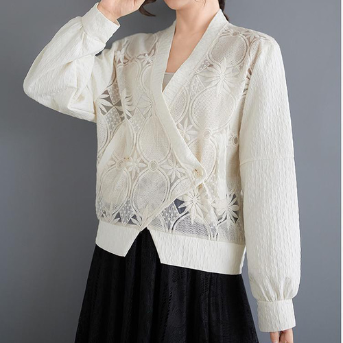 大きいサイズ ジャケット　レース　花柄　シアー　レディース 秋冬　春 新品 長袖 大きいサイズ ジャケット レース 花柄 シアー レディース 秋冬