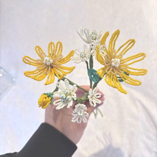 黄色い花束】ビーズフラワー/ビーズ/インテリア/花束/雑貨/ブーケ