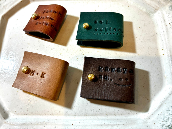 国産革•刻印無料』身近な物をお洒落に♪マルチレザータグ 10色展開
