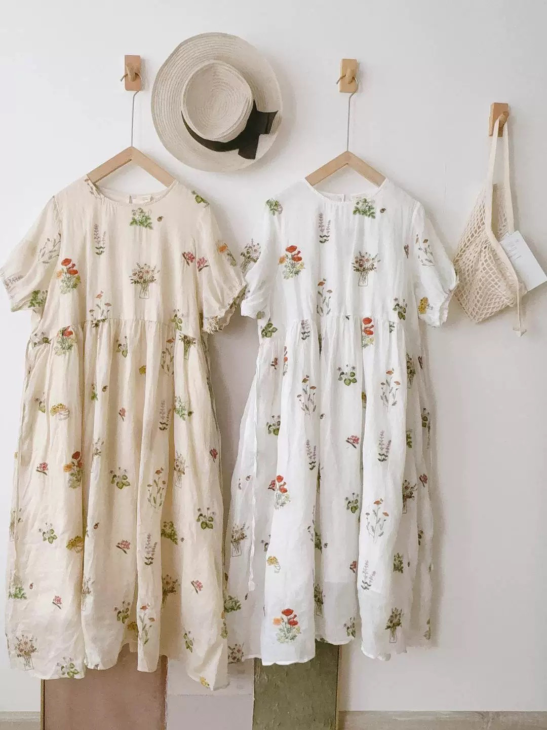 【受注製作】 涼しいリネン刺繡ワンピースKL 0987　2色展開