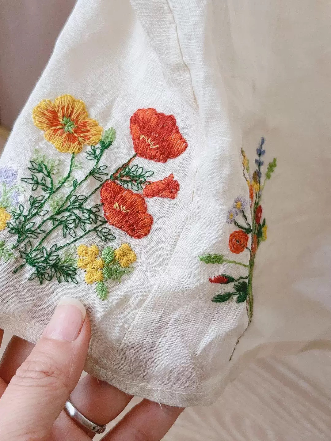 【受注製作】 涼しいリネン刺繡ワンピースKL 0987　2色展開