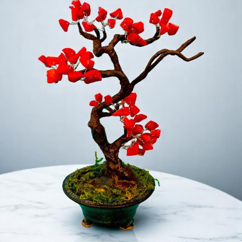 ビーズのフラワー 盆祭 ピカピカ プレゼント用 ビーズの木 赤色の木