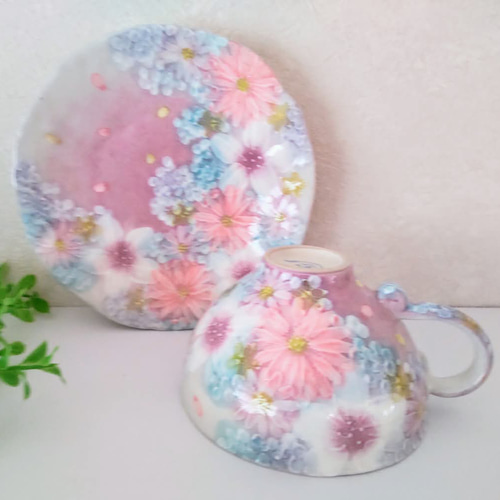 ゆずりは工房 コーヒーカップ&ソーサー(色彩花) 工房ゆずりは ティー