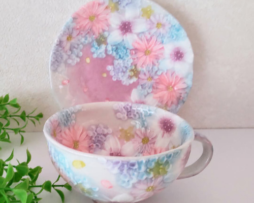 ゆずりは工房 コーヒーカップ&ソーサー(色彩花) 工房ゆずりは ティー