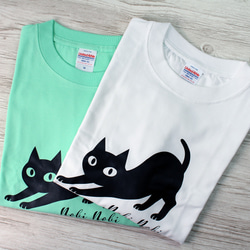 【2色展開】『nobi nobi』ネコ　Tシャツ／ホワイト　 メンズ・レディース・キッズ 6枚目の画像