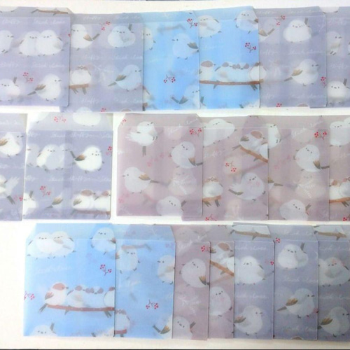 128⭐20枚(5.5×5.5cm)・シマエナガ⭐ミニ封筒⭐封筒 ポチ袋☆ましかく