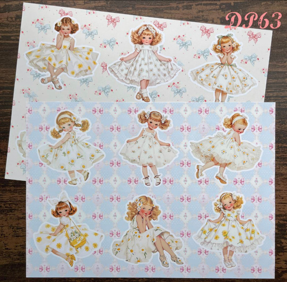 【DP63】デザインペーパー デイジーガールコラージュシート 1枚目の画像